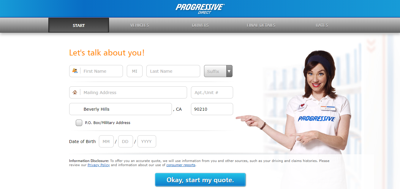 Progressive insurance quote personal information