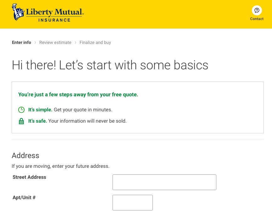 Liberty Mutual Fill in Your Adress