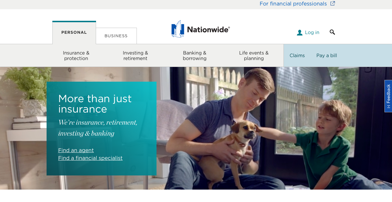 Nationwide website home page navigation menu