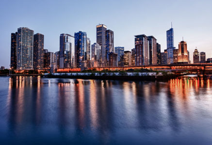 Chicago skyline - from the Navy Pier at sunset