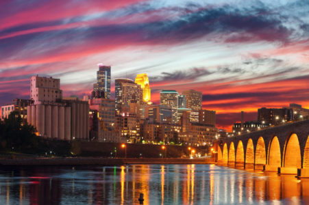 Minneapolis. Image of Minneapolis downtown at twilight.