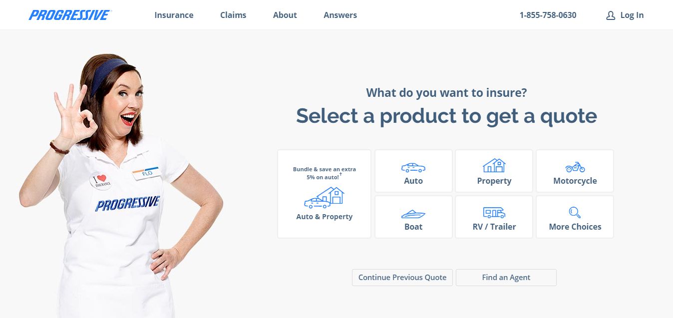 Progressive insurance quote select type