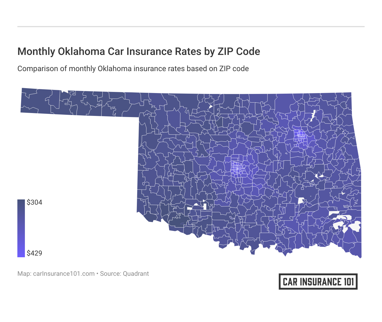 <h3>Monthly Oklahoma Car Insurance Rates by ZIP Code</h3>