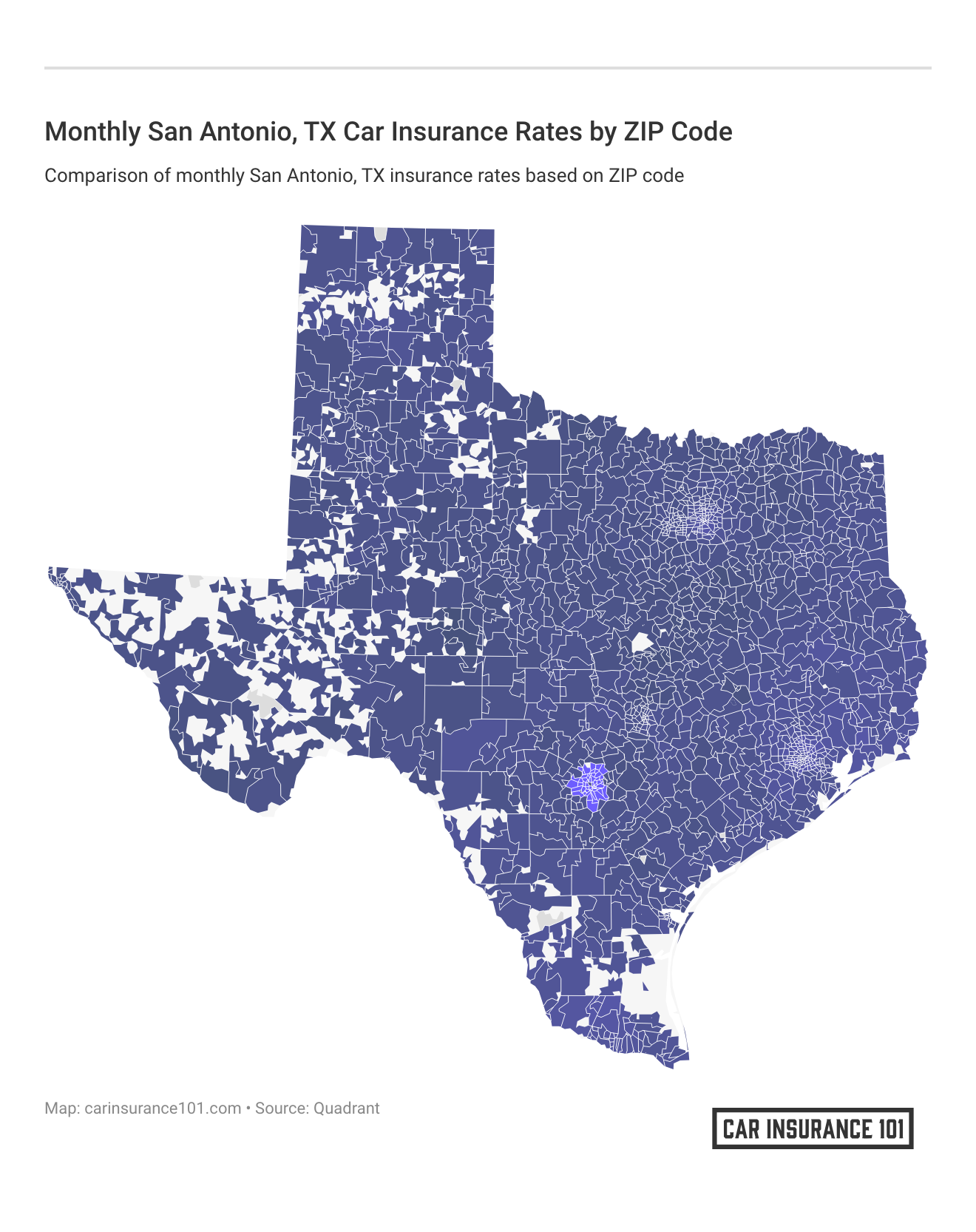 <h3>Monthly San Antonio, TX Car Insurance Rates by ZIP Code</h3>