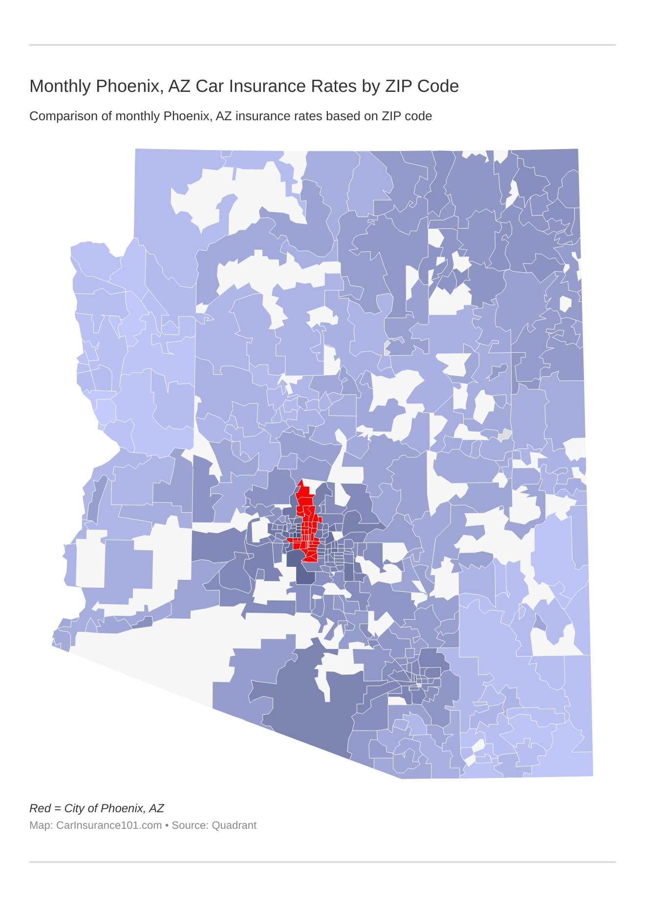 Monthly Phoenix, AZ Car Insurance Rates by ZIP Code