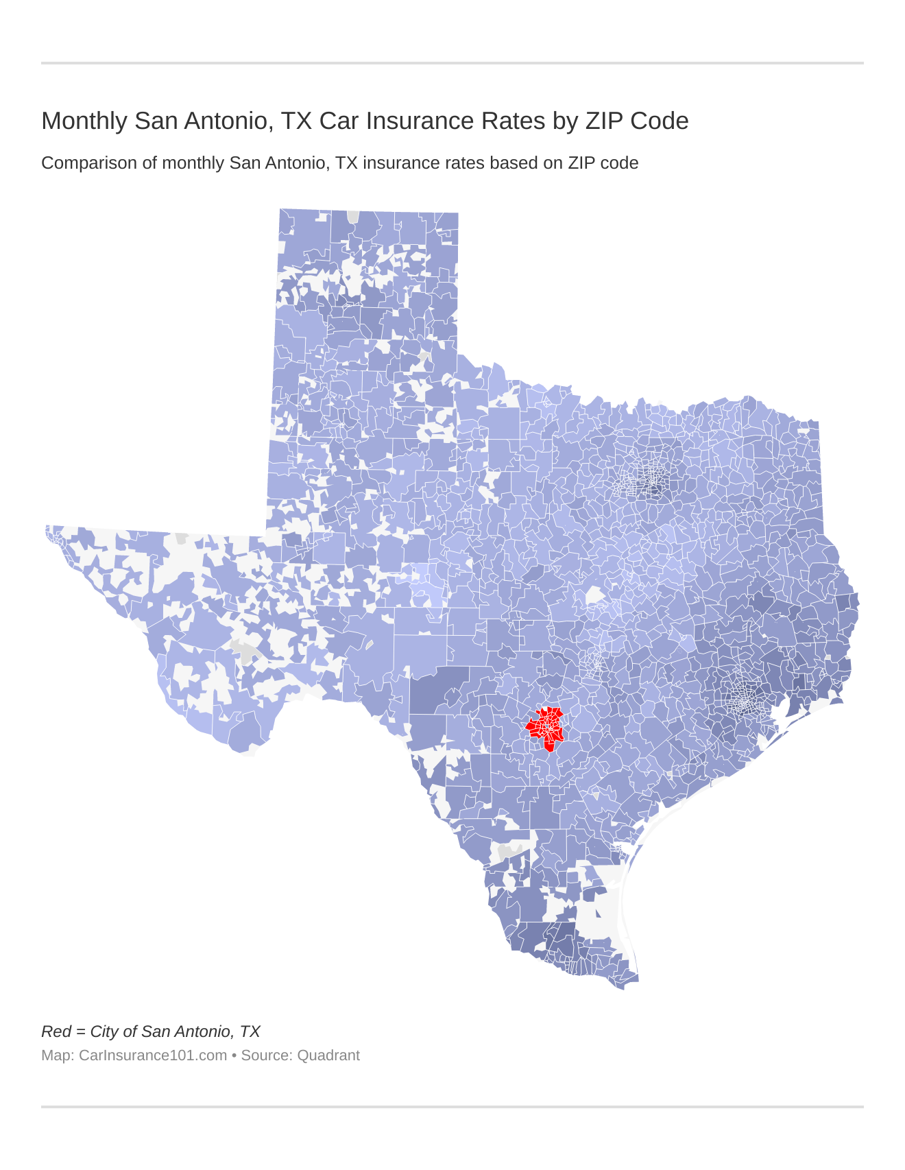 Monthly San Antonio, TX Car Insurance Rates by ZIP Code