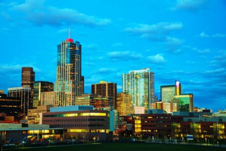 Downtown Denver, Colorado at the night time